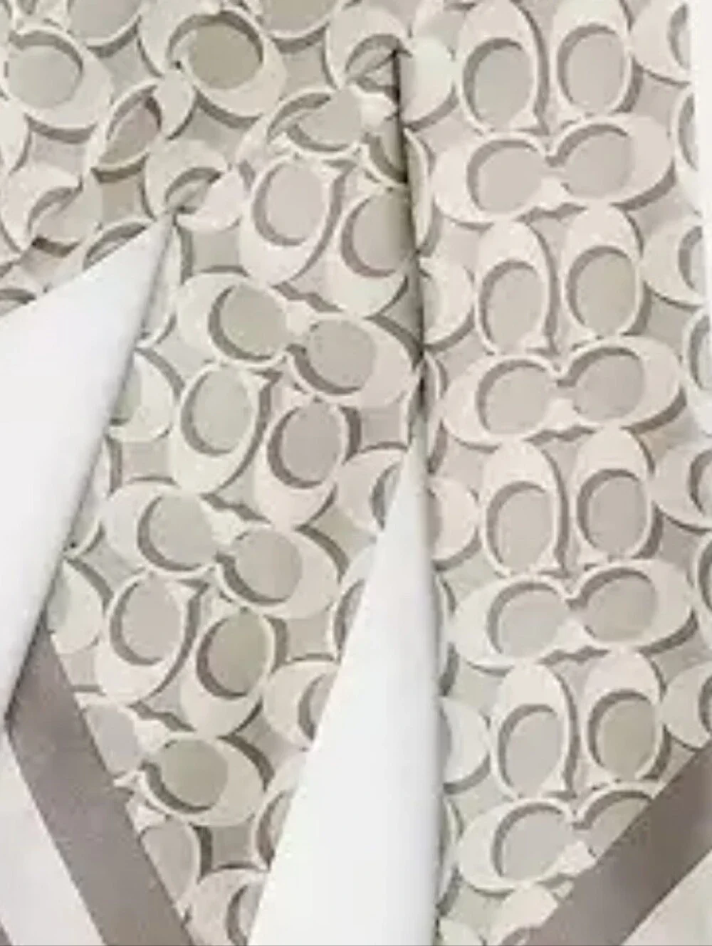 CoachSignature Silk Skinny Scarf in Bone/BNWT